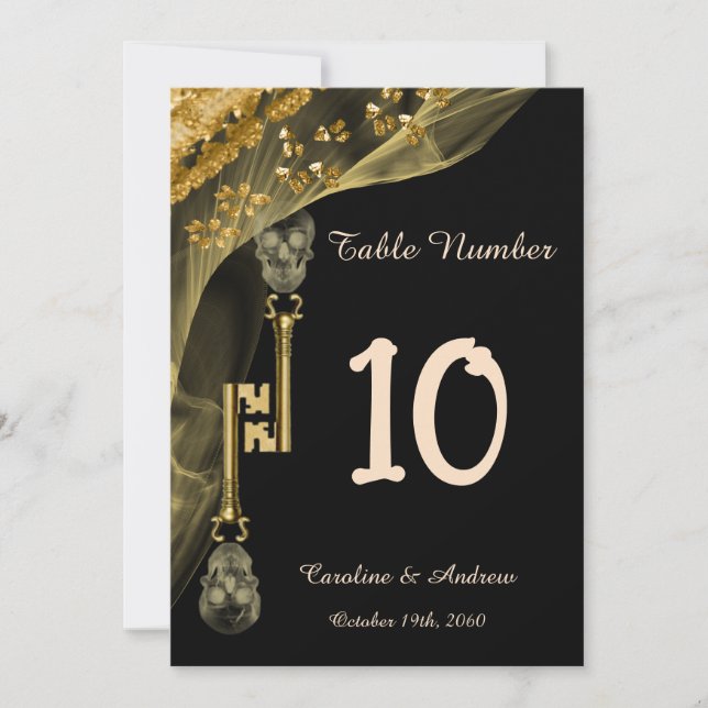 Cartes Pour Fêtes Annuelles Nuggets d'or Skuls effrayant Numéros de tableau (Devant)