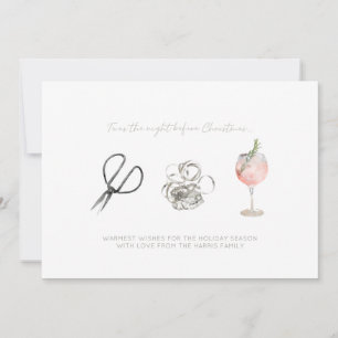 Cartes Pour Fêtes Annuelles Nuit aquarelle avant Noël Cadeau Wrap & Vin
