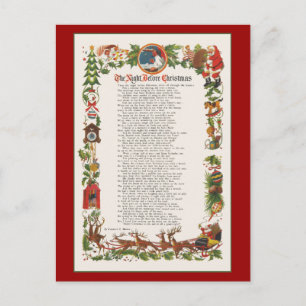 Cartes Pour Fêtes Annuelles Nuit avant Noël Poème décoré