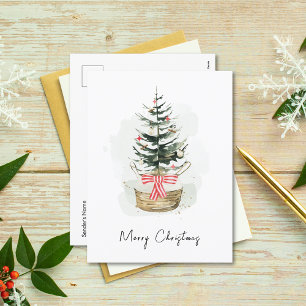 Cartes Pour Fêtes Annuelles Nuit de Noël de l'Aquarelle Minimale