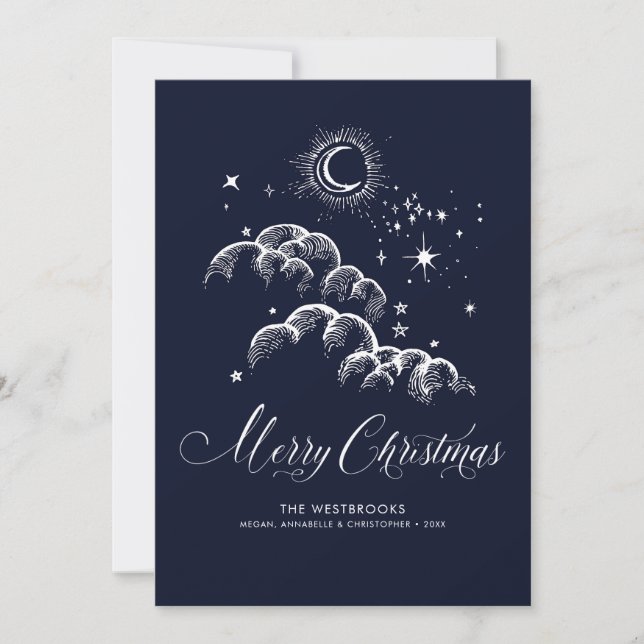 Cartes Pour Fêtes Annuelles Nuit de Noël étoilée (Devant)
