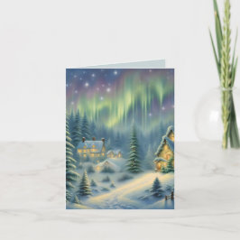 Cartes Pour Fêtes Annuelles Nuit de Noël magique dans la forêt sous les étoile