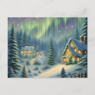 Cartes Pour Fêtes Annuelles Nuit de Noël magique dans la forêt sous les étoile