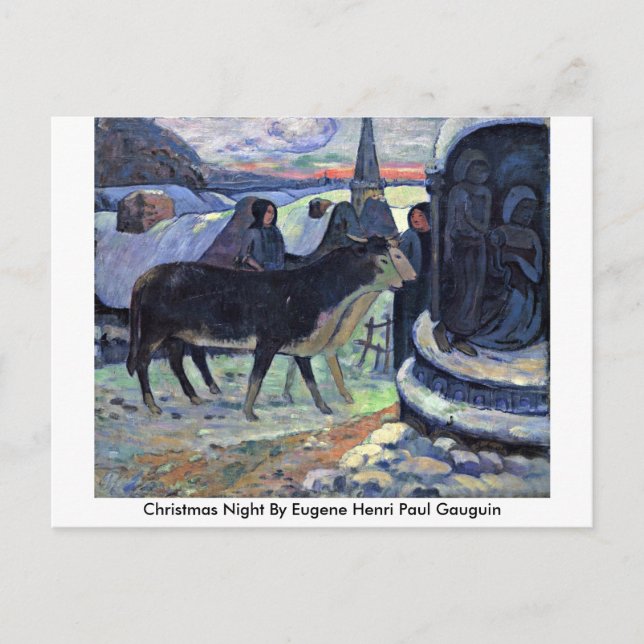 Cartes Pour Fêtes Annuelles Nuit De Noël Par Eugene Henri Paul Gauguin (Devant)