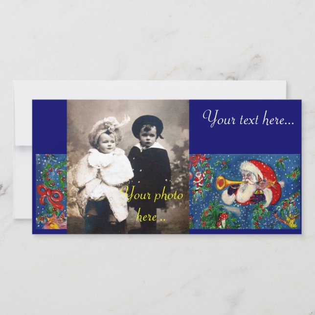 CARTES POUR FÊTES ANNUELLES NUIT DE NOËL / PÈRE NOËL BUGLER (Devant)