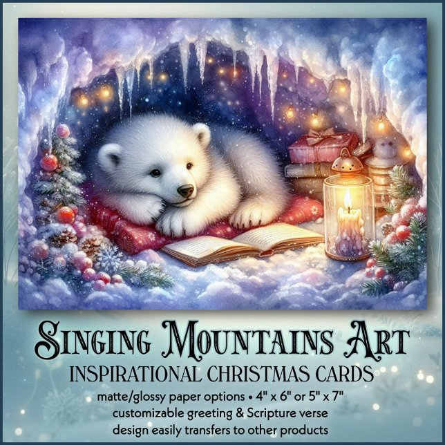 Cartes Pour Fêtes Annuelles Nuit de Noël silencieuse Ourson mignon & Livre Chr (Créateur téléchargé)