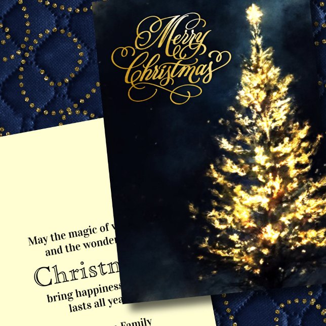Cartes Pour Fêtes Annuelles Nuit de Noël Sky Lit Tree (Créateur téléchargé)