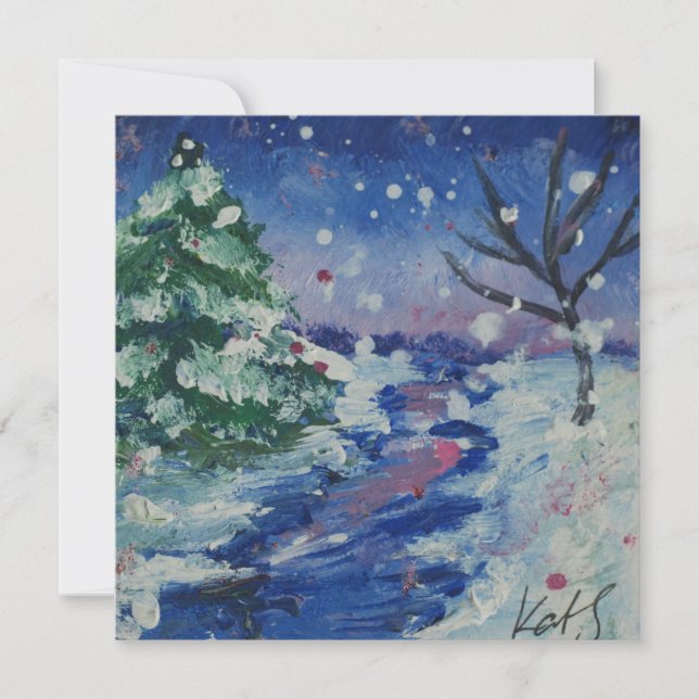 Cartes Pour Fêtes Annuelles Nuit enneigée  (Devant)