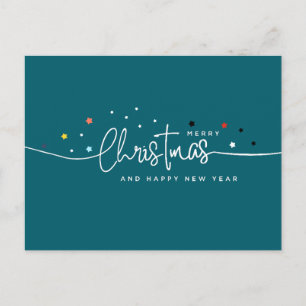 Cartes Pour Fêtes Annuelles Nuit étoilée moderne, Typographie Turquoise