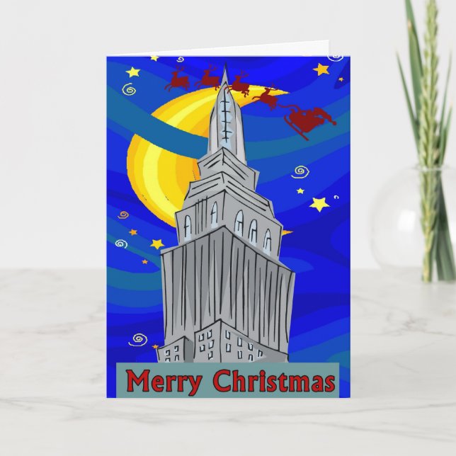 Cartes Pour Fêtes Annuelles Nuit étoilée New York Noël (Devant)