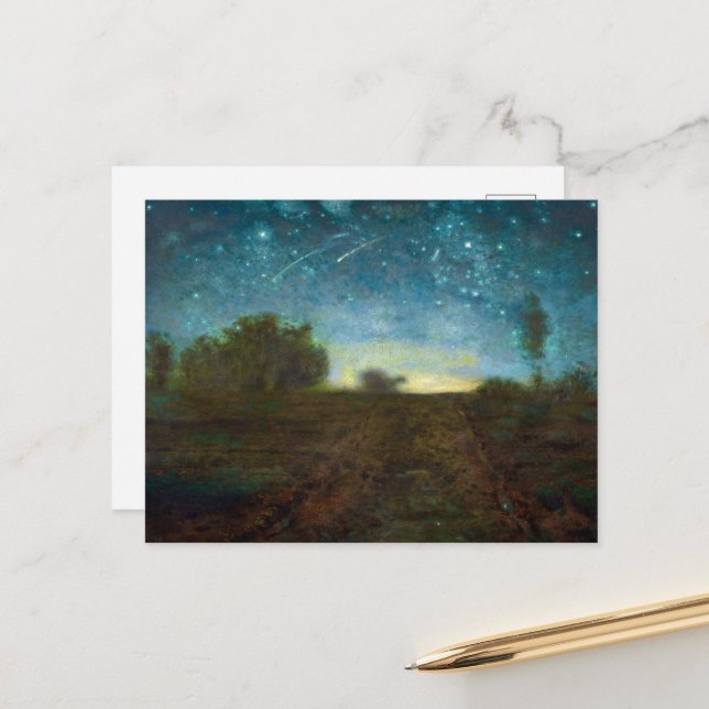 Cartes Pour Fêtes Annuelles Nuit étoilée par Jean-François Millet (Devant/Arrière en situation)