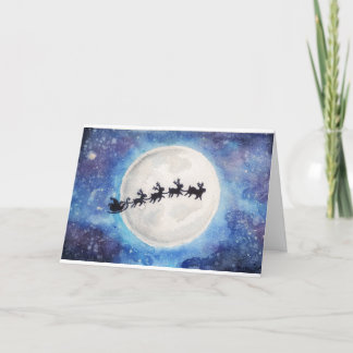 Cartes Pour Fêtes Annuelles Nuit étoilée Père Noël Silhouette Christmas Card