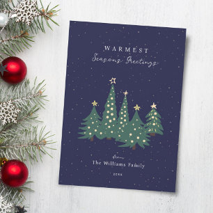 Cartes Pour Fêtes Annuelles Nuit neigeuse Arbres de Noël Bonnes Fêtes
