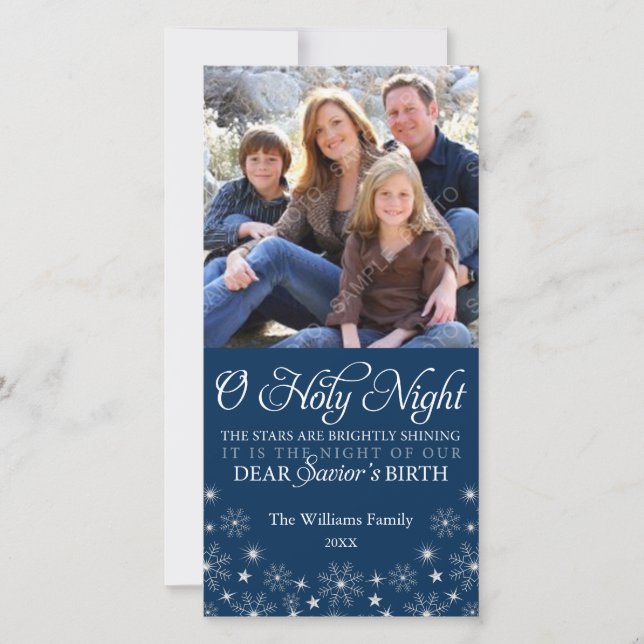 Cartes Pour Fêtes Annuelles Nuit Sainte Religieuse Noël Bleu Marine (Devant)