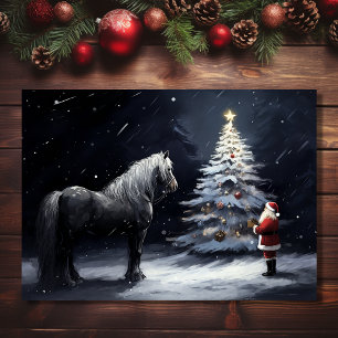 Cartes Pour Fêtes Annuelles Nuit Silencieuse - Beau Cheval et Noël avec le Pèr