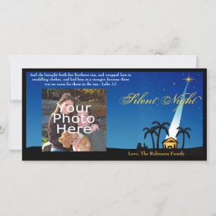 Cartes Pour Fêtes Annuelles Nuit Silencieuse Bleue Noël chrétien