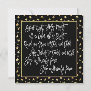 Cartes Pour Fêtes Annuelles Nuit Silencieuse Noël Carol Gold Stars Noir
