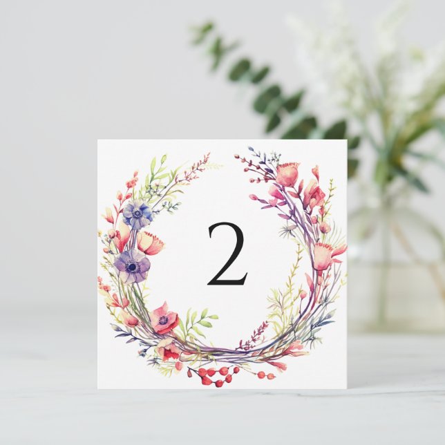 Cartes Pour Fêtes Annuelles Numéro de tableau bordure florale (Debout devant)