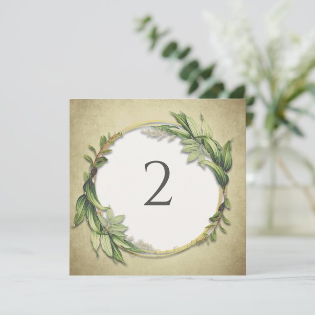 Cartes Pour Fêtes Annuelles Numéro de tableau bordure florale (Debout devant)