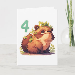 Cartes Pour Fêtes Annuelles Numéro quatre Animal Anime Mignon