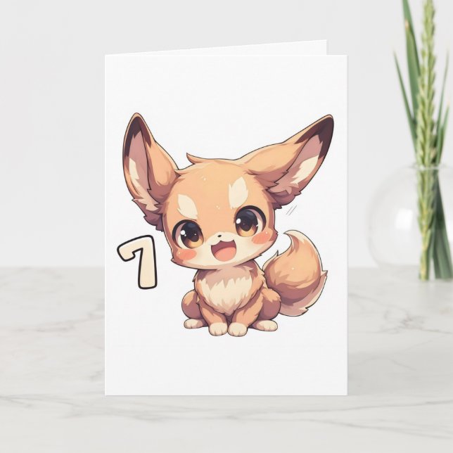 Cartes Pour Fêtes Annuelles Numéro Sept Anime Animal Mignon (Devant)