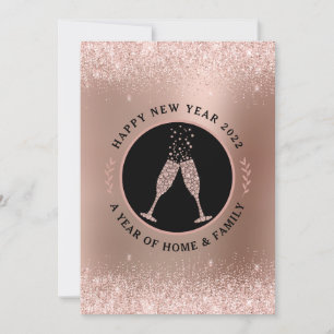 Cartes Pour Fêtes Annuelles Numérologie or rose Prédiction Nouvel An 2022