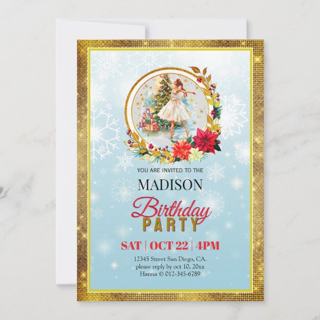 Cartes Pour Fêtes Annuelles Nutcracker Christmas Ballerina Birthday (Devant)