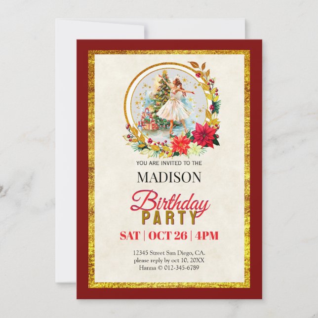 Cartes Pour Fêtes Annuelles Nutcracker Christmas Ballerina Birthday (Devant)