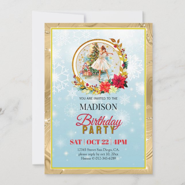 Cartes Pour Fêtes Annuelles Nutcracker Christmas Ballerina Birthday (Devant)