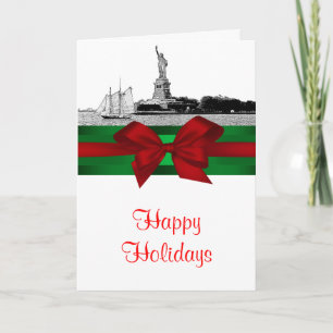 Cartes Pour Fêtes Annuelles NYC Etched Statue de la Liberté Noël