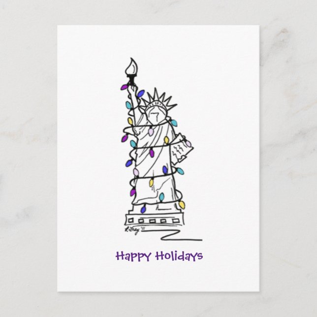 Cartes Pour Fêtes Annuelles NYC Noël Hanoukka Statue de la Liberté (Devant)