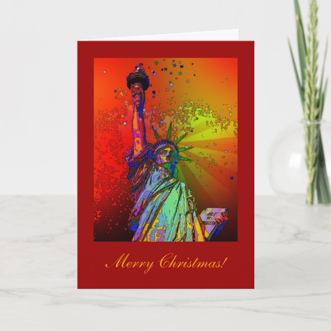 Cartes Pour Fêtes Annuelles NYC psychédélique : Statue de la Liberté 1R Noël (Devant)