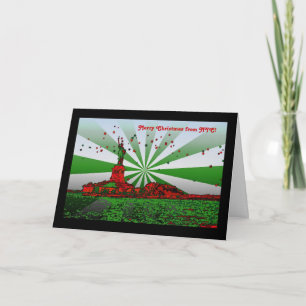 Cartes Pour Fêtes Annuelles NYC psychédélique : Statue de la Liberté Noël