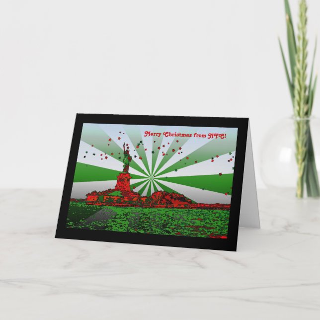 Cartes Pour Fêtes Annuelles NYC psychédélique : Statue de la Liberté Noël (Devant)