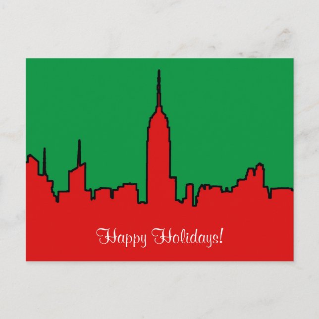 Cartes Pour Fêtes Annuelles NYC Skyline: ESB Christmas Silhouette (Devant)