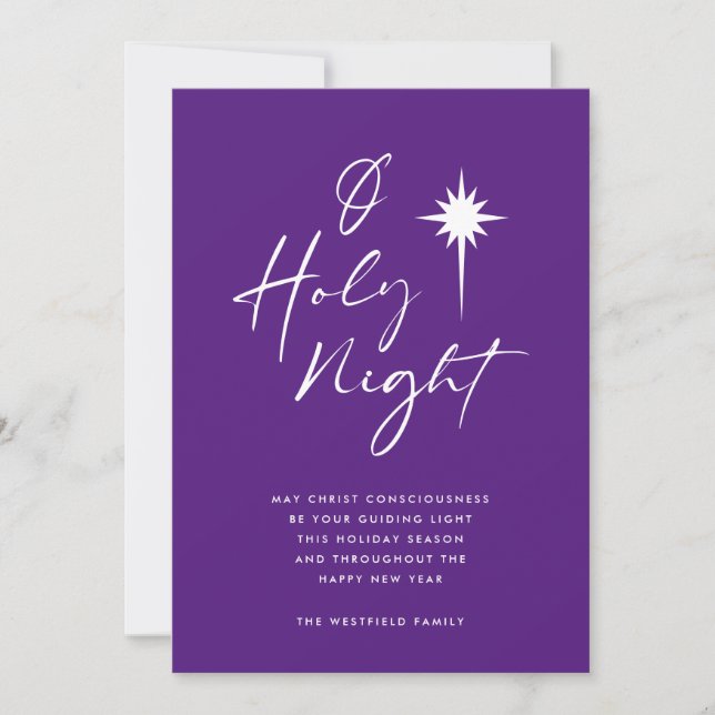 Cartes Pour Fêtes Annuelles O Étoile de nuit de Bethléem Royal Purple (Devant)