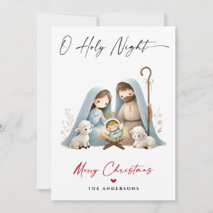 Cartes Pour Fêtes Annuelles O Holy Night Christmas Nativité Scene Famille Phot