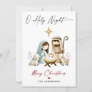 Cartes Pour Fêtes Annuelles O Holy Night Christmas Nativité Scene Famille Phot