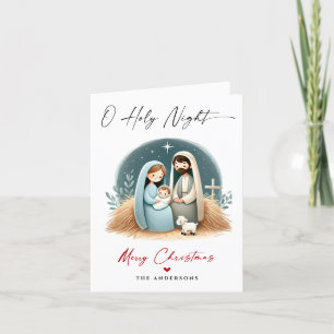 Cartes Pour Fêtes Annuelles O Holy Night Christmas Nativité Scene Famille Phot
