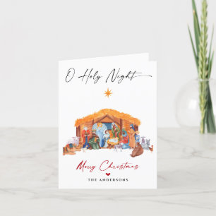 Cartes Pour Fêtes Annuelles O Holy Night Christmas Nativité Scene Famille Phot
