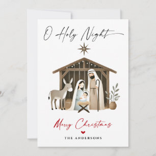 Cartes Pour Fêtes Annuelles O Holy Night Christmas Nativité Scene Famille Phot