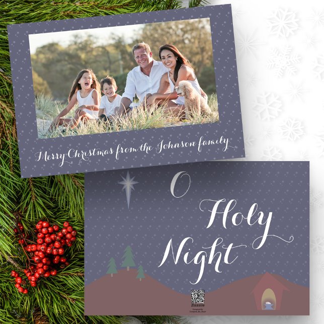Cartes Pour Fêtes Annuelles O Holy Night Christmas Photo (O Holy Night Christmas card front and back.)