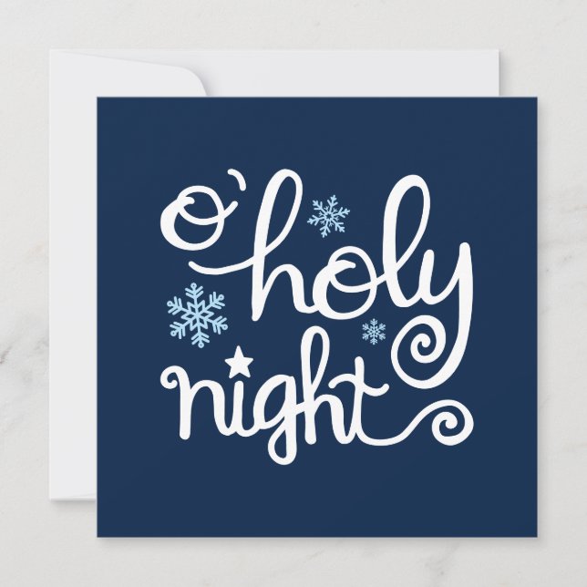 Cartes Pour Fêtes Annuelles O Saint Nuit Bleu Main Blanche Lettré Noël (Devant)