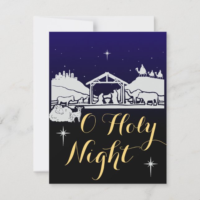 Cartes Pour Fêtes Annuelles O Saint Nuit Noël Carol Nativité Scène (Devant)