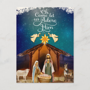 Cartes Pour Fêtes Annuelles "Ô venez, adorons-Le" Noël Nativité