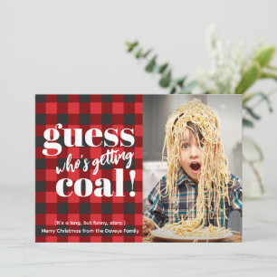 Cartes Pour Fêtes Annuelles Obtenir le charbon Plaid amusant photo Noël