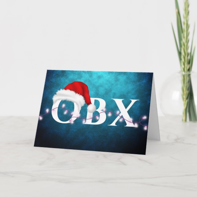 Cartes Pour Fêtes Annuelles OBX Santa Hat et lumières Noël (Devant)