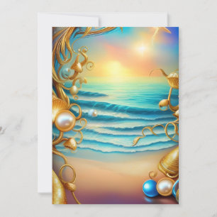 Cartes Pour Fêtes Annuelles Océan étonnant avec des diamants et des perles