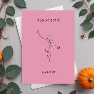Cartes Pour Fêtes Annuelles Octobre Anniversaire Danser Squelette - Rose