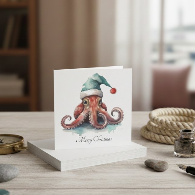 Cartes Pour Fêtes Annuelles Octopus Christmas Joy, coutume (Créateur téléchargé)